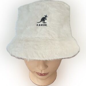 KANGOL Vintage Angora Blend Bucket Hat Ivory Size Large